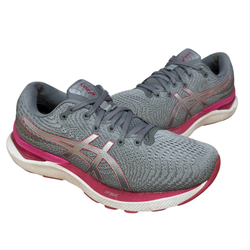 Asics Gel-Cumulus 24 FF Blast 1012B206 Gray Pink Mesh Women's Running Sneakers 7